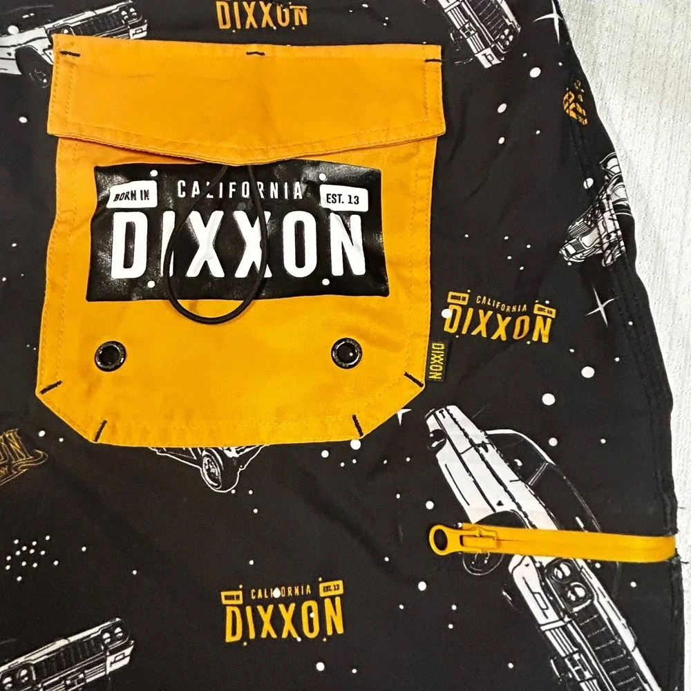 DIXXON Low Places Board Shorts Men 42 XXL Black Lowrider Classic Car Swim Trunks